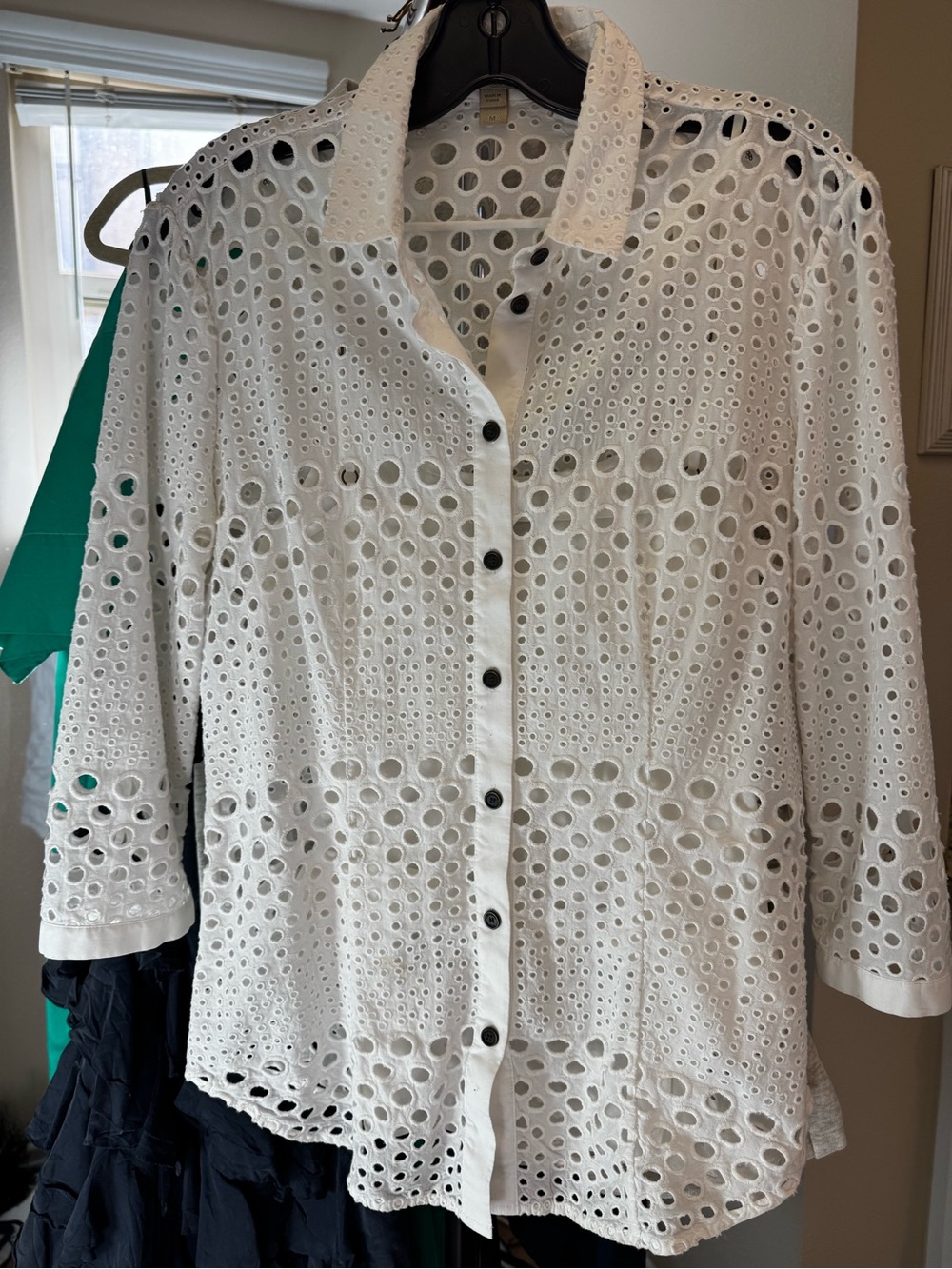 Burberry Brit White Eyelet Button-Down Shirt with Liner